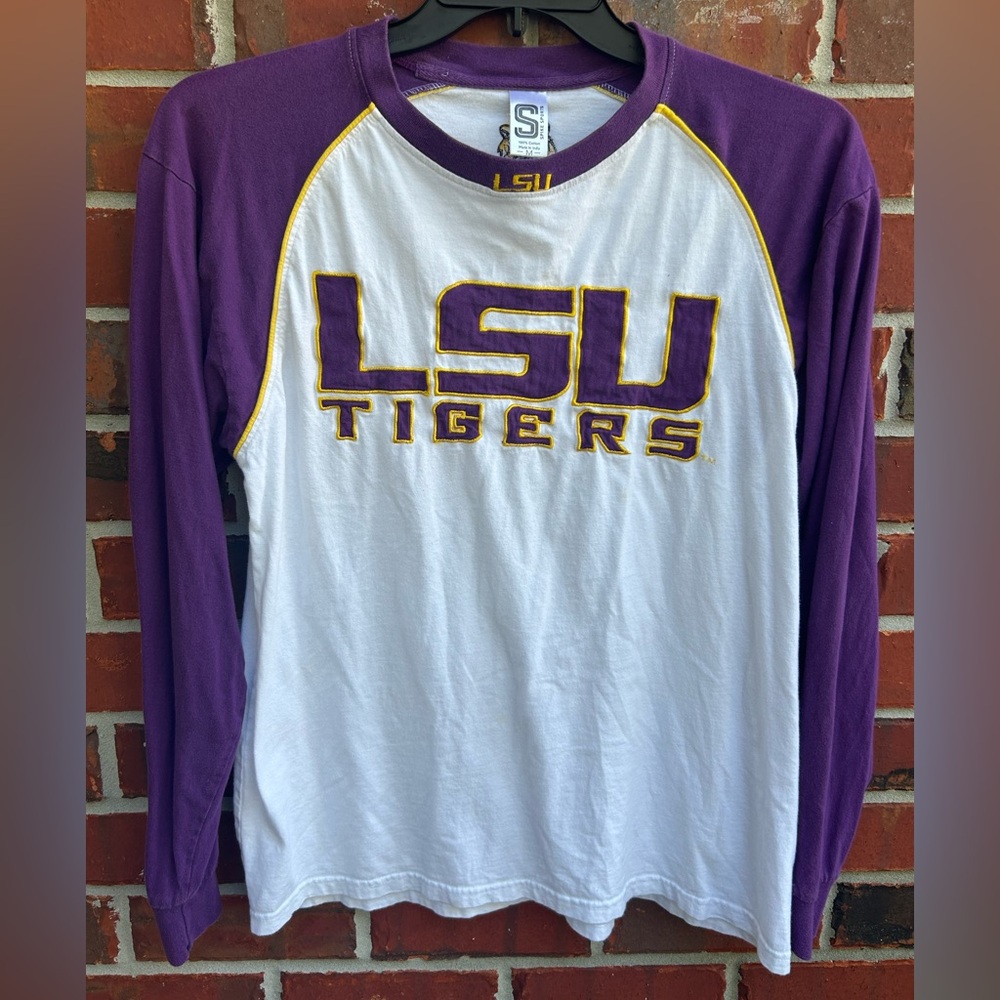 Spike Sports LSU Tigers Stitched Long Sleeve Medium Unisex Purple White Shirt